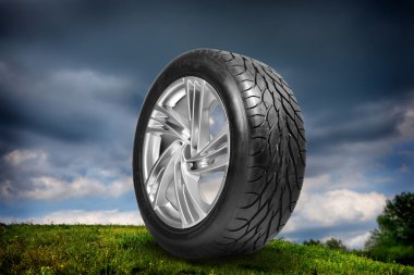 Wheel with steel rim clipart