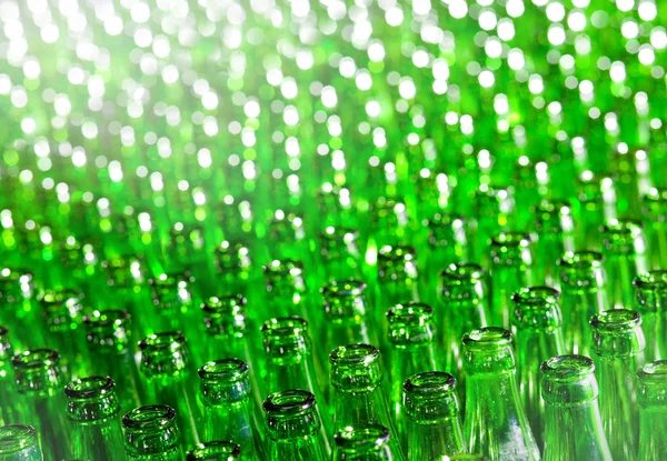 Bunch Green Glass Bottles Soft Focus — Stock Photo, Image