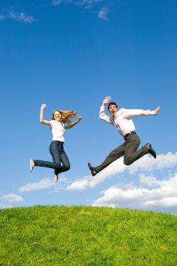 Couple jumping clipart