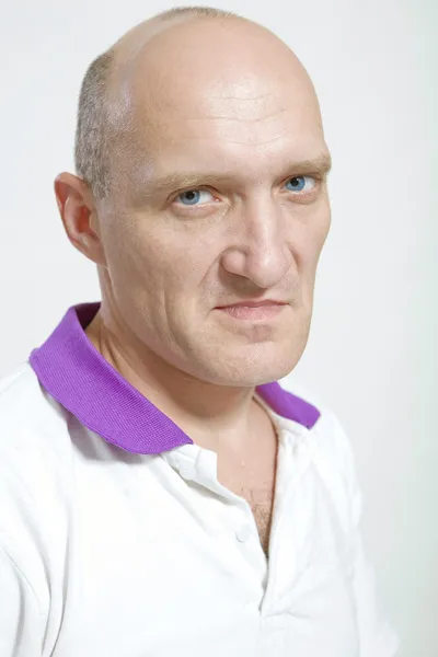 Portrait Bald Man Indignation — Stock Photo, Image