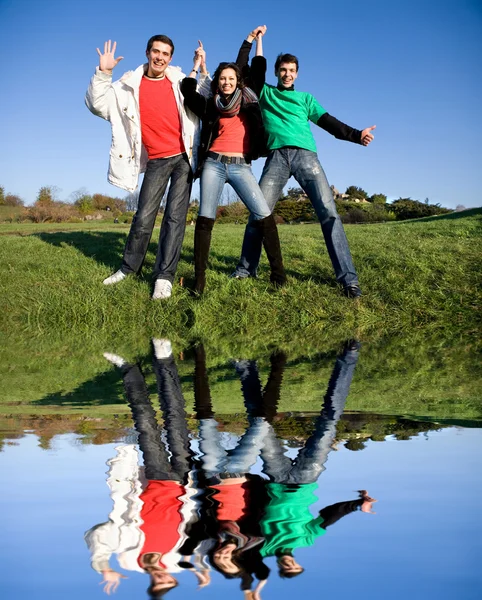 Glada Skratt Ungt Team — Stockfoto