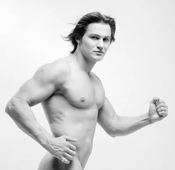 Muscular Sexy Man Naked Torso — Stock Photo, Image
