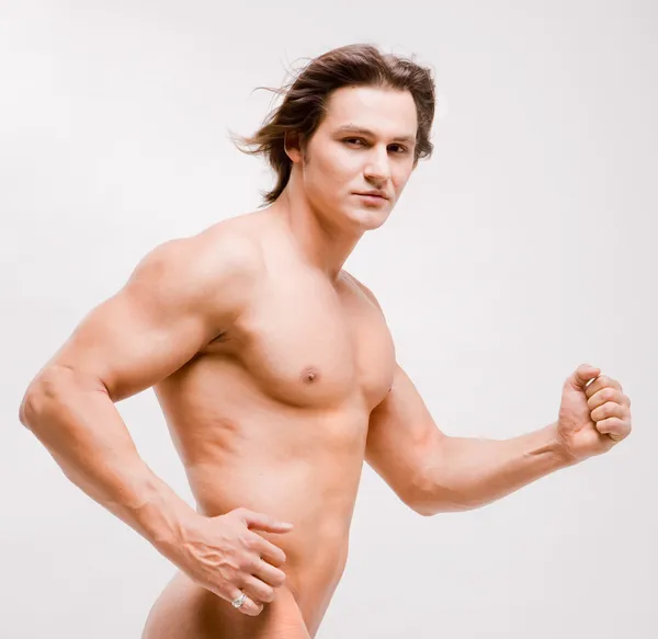 Muskulös sexig man med naken överkropp — Stockfoto