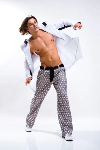 Prise Vue Mode Jeune Homme Homme Européen Mode Vêtu Tissu — Photo