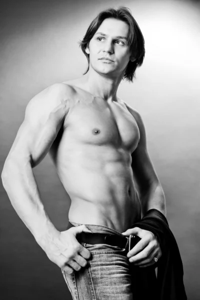 Muscular Sexy Homem Com Tronco — Fotografia de Stock