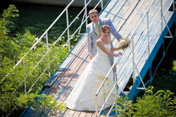 Mosolygó Vőlegény Menyasszony — Stock Fotó