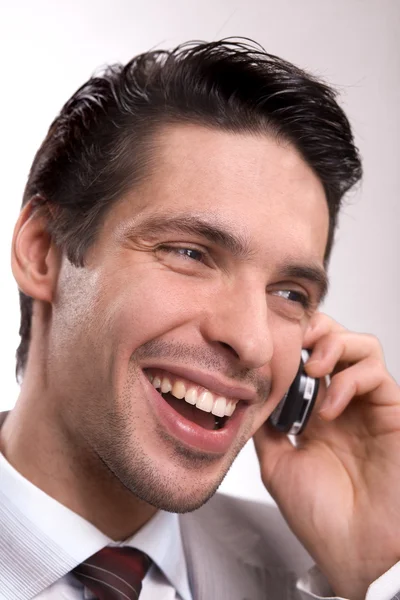Jóképű üzletember-a mozgatható telefon — Stock Fotó