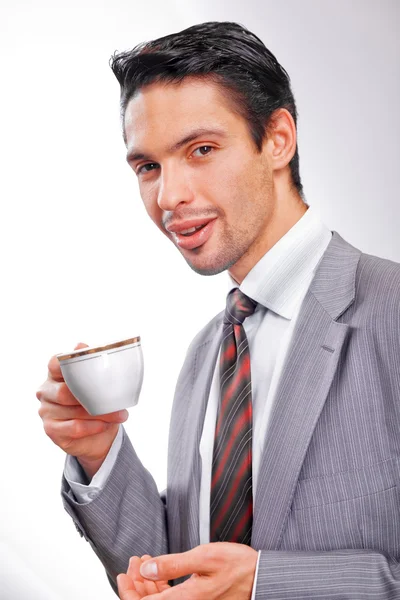 Zakenman Met Een Kopje Koffie Drinken — Stockfoto