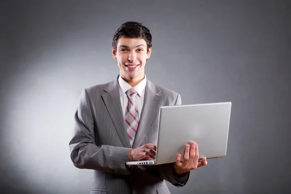Homem Negócios Com Laptop — Fotografia de Stock