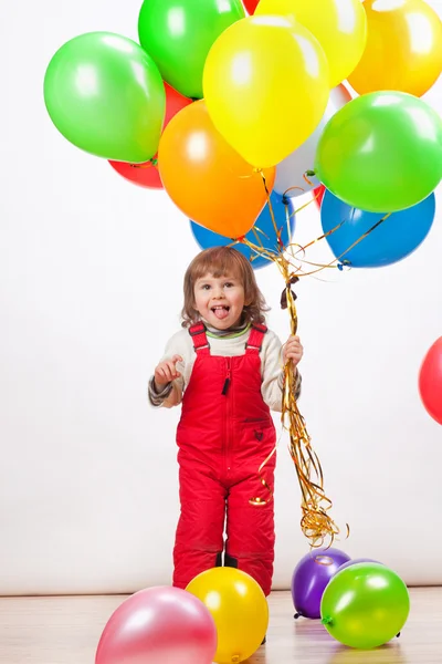 Κοριτσάκι Κόκκινο Μπαλόνια — Φωτογραφία Αρχείου