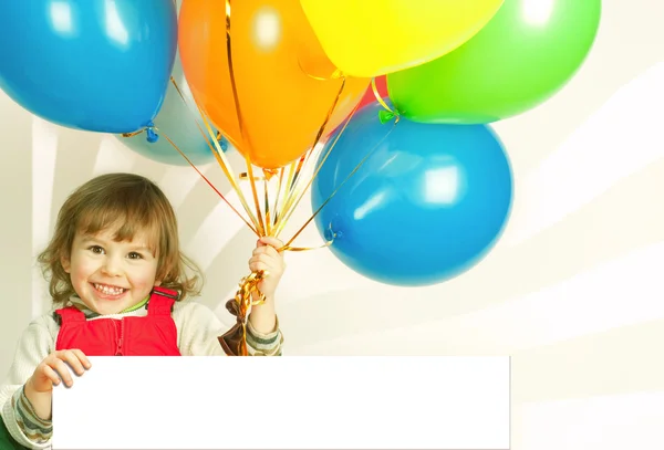 Little Girl Red Balloons — Stock Photo, Image