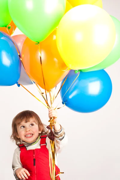 Little Girl Red Balloons — Stock Photo, Image