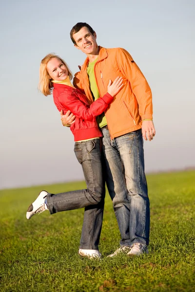 Young couple playing around in the nature — Stock Photo, Image