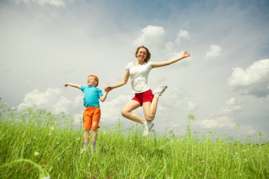 Mother and Son Having Fun