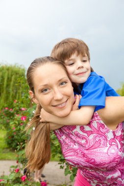 Mother and Son Having Fun