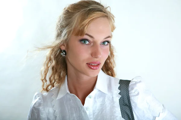 Portrait Fresh Beautiful Fashion Model Blonde — Stock Photo, Image