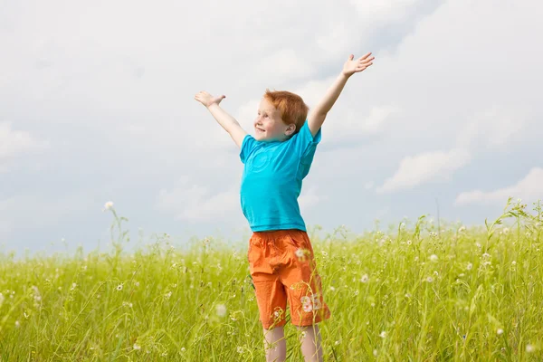 Lycklig pojke fältet — Stockfoto