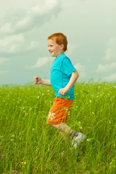 Šťastný chlapec pole — Stock fotografie