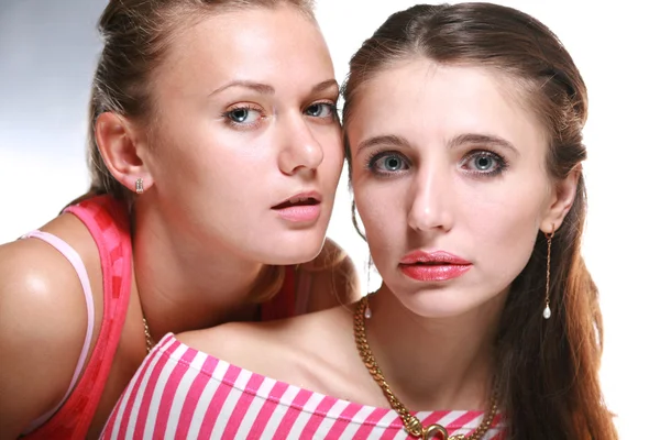 Two Beautiful Young Woman Soft Focus Studio — Stock Photo, Image