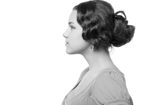 Siyah Beyaz Portre Güzel Kız Gözlere Odaklanın — Stok fotoğraf