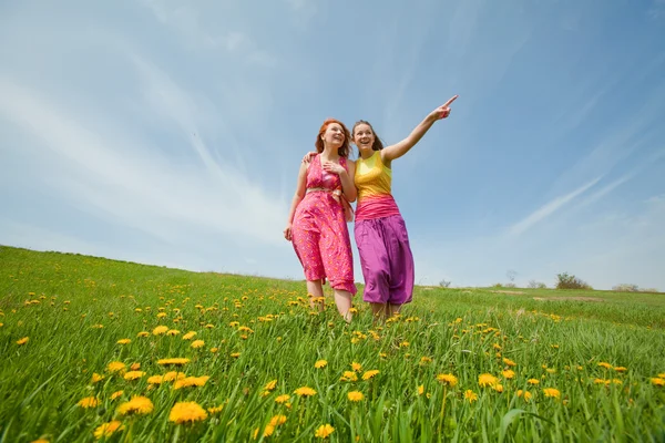 재미 있는 엄마와 딸 푸른 잔디에 — 스톡 사진