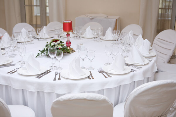 Table set for an event party or wedding reception