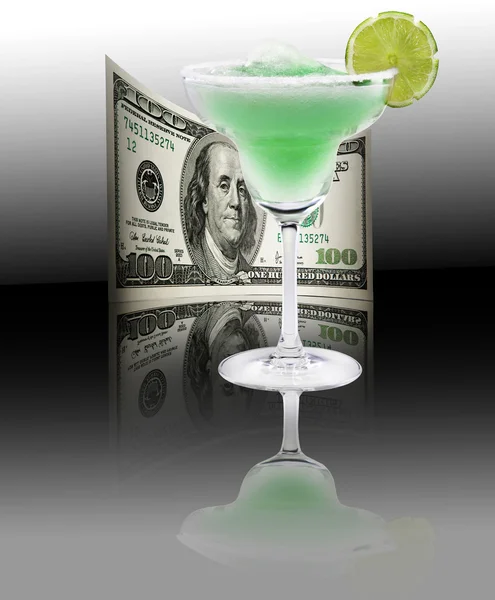 Cocktail Citron Vert Frais Argent 100 Dollars Américains — Photo