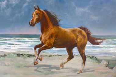 Chestnut horse, fragment of painting clipart