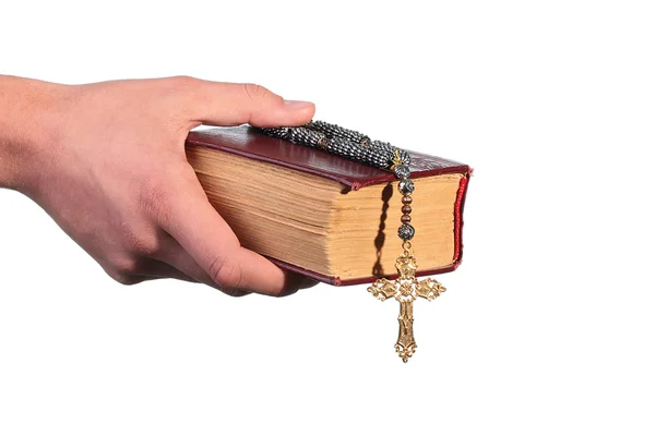 Стара Біблія з хрестом — стокове фото