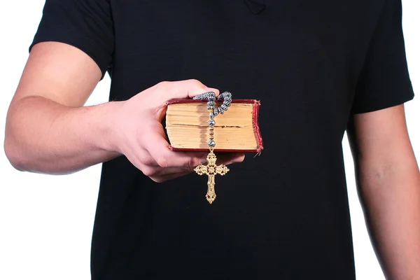Oude Bijbel cross — Stockfoto
