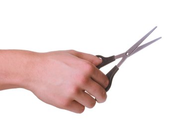 Hand with scissors clipart