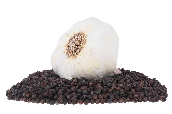 Black pepper and garlic — Stock Photo, Image