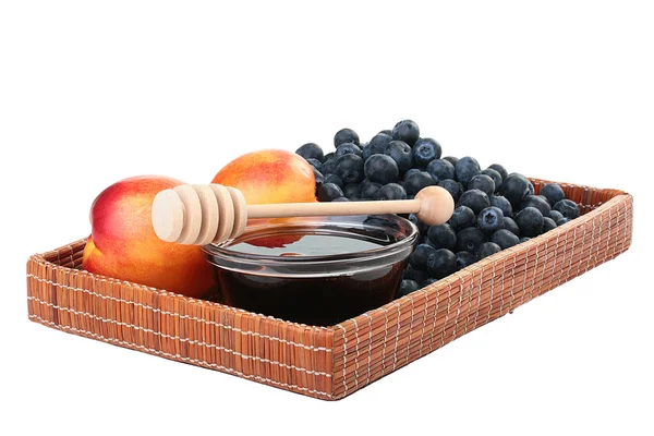 Honung och blåbär — Stockfoto