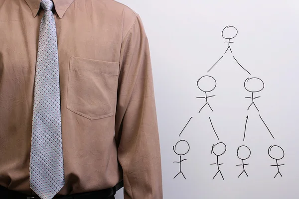 Homem explicando a hierarquia humana — Fotografia de Stock
