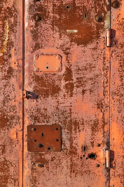 Rusty metal vermelho portão fundo — Fotografia de Stock