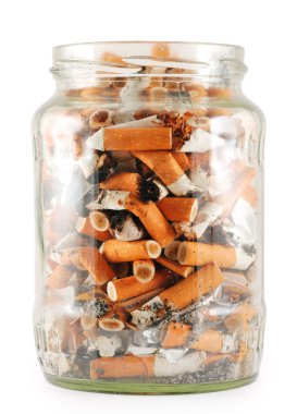 Jar of cigarettes isolated on white clipart
