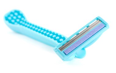 Blue razor isolated on white clipart