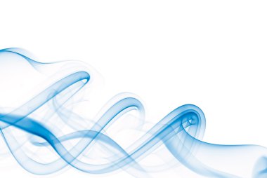 Blue smoke waves isolated on white clipart