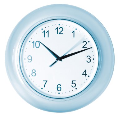 Blue clock with running second hand clipart