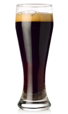 Glass of dark beer isolated on white clipart