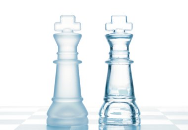 Chess glass transparent kings isolated on white clipart