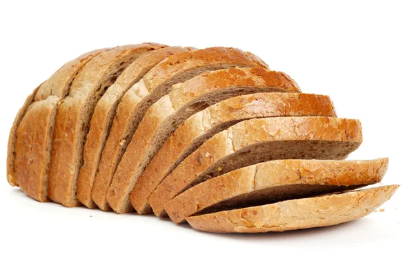 Pan rebanado aislado en blanco — Foto de Stock