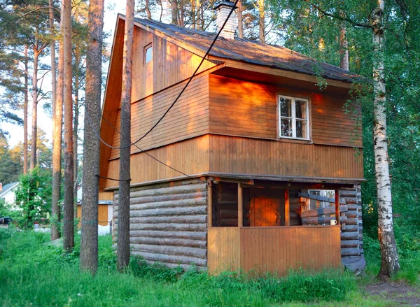 Dřevěný dům v lese — Stock fotografie