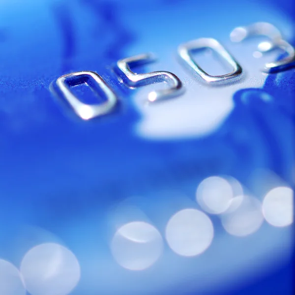 Zbliżenie karty kredytowej, niebieski — Zdjęcie stockowe
