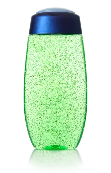 Zelené sprchový gel izolované na bílém — Stock fotografie