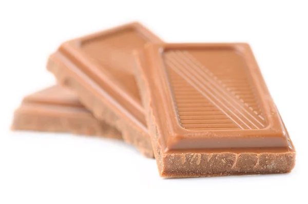 Three chocolate bars isolated on white — Stock Photo, Image