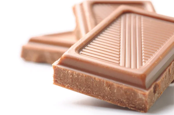 Three chocolate bars isolated on white — Stock Photo, Image