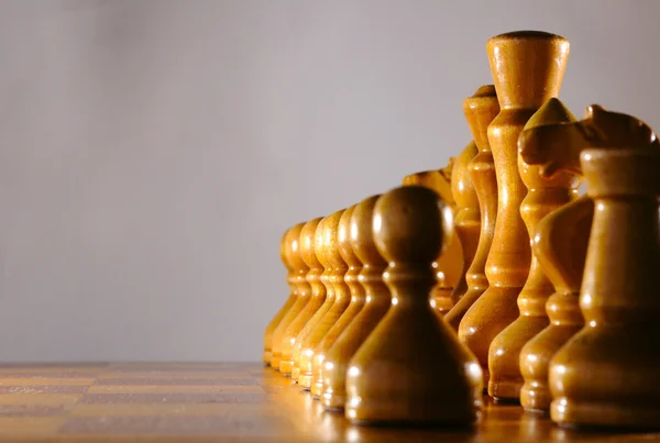 Wooden aged chess set — Stock Photo, Image
