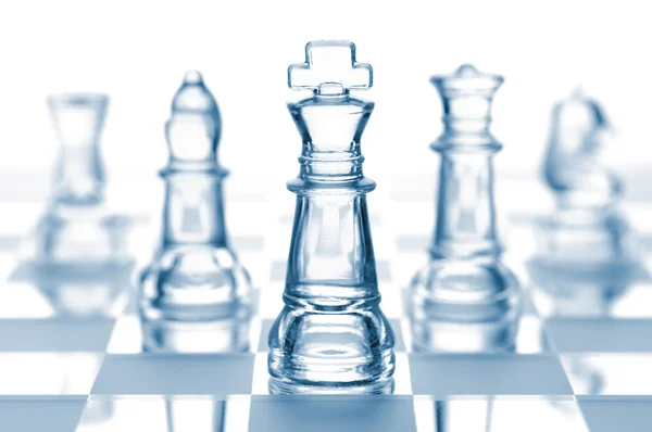 Průhledné skleněné šachy izolované na bílém — Stock fotografie