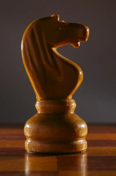 Low key aged chess knight — Stock Photo, Image